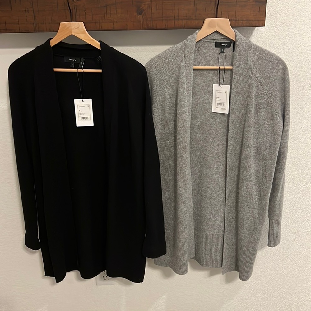 2 Theory Malinda Husky Cashmere Cardigan - black and grey